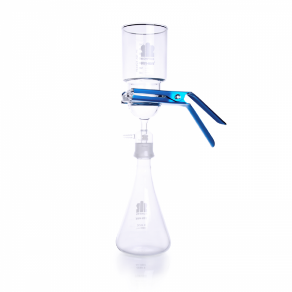 Equipo de filtración para membrana de 47 mm completo con vaso de 300 ml, soporte de acero inoxidable, pinza de conexión y kitazato de 1000 ml